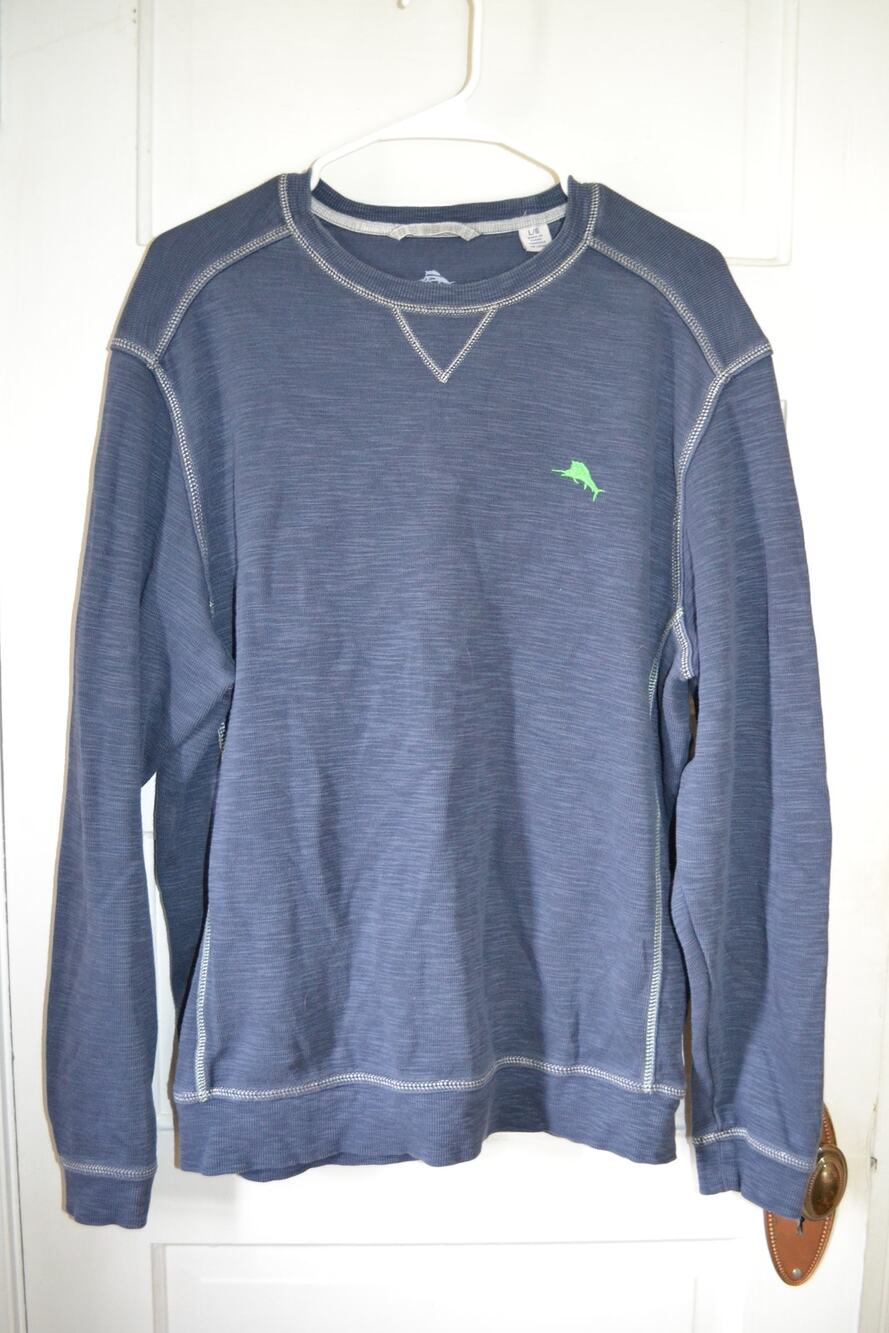 Pima Cotton Blend Nautical Preppy New England Navy Blue Crew Neck Men's Large